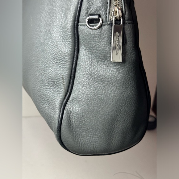 Michael Kors Smoke Gray Leather Convertible Dome Satchel Purse Bag - Picture 8 of 13